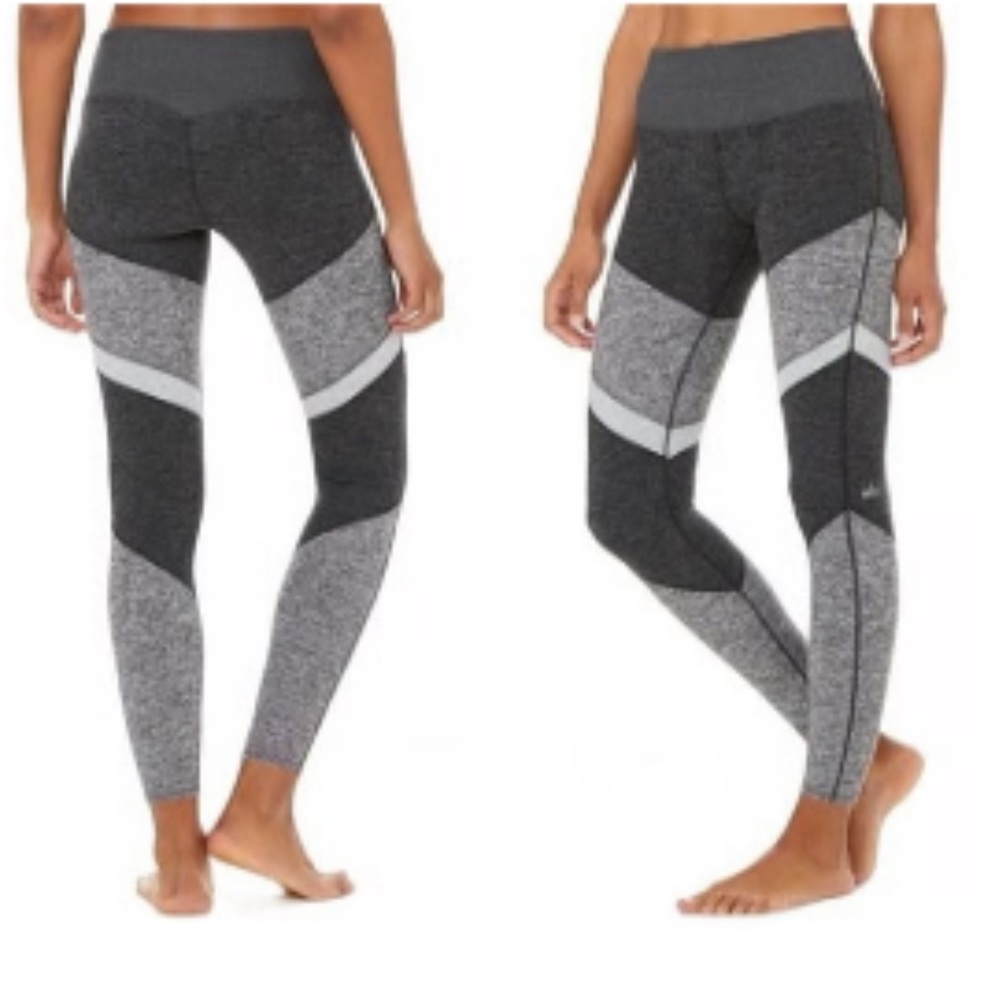 ALO Yoga Gray and Black Colorblock Leggings